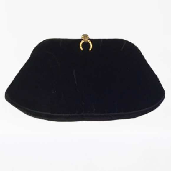 Vintage Handbags - Vintage black velvet classy dressy elegant clutch